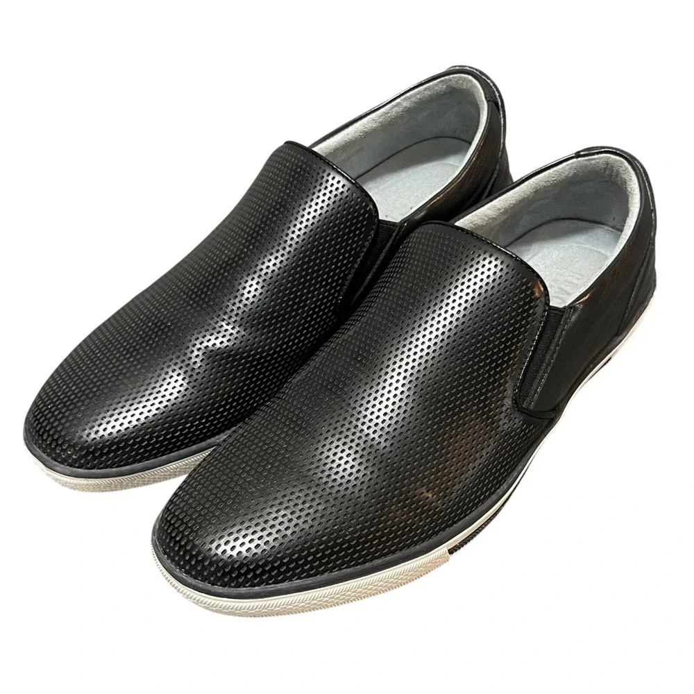 Kenneth Cole Reaction Center Slip On Mens 8‎ Black Perforated Sneakers Low Top